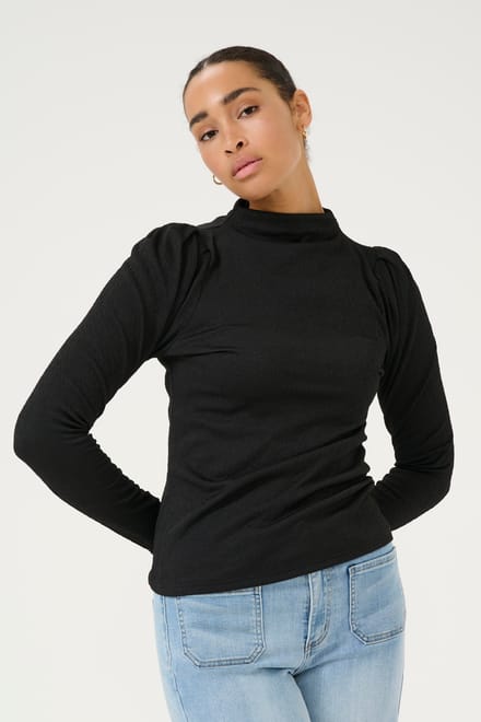 Blouse met lange mouwen Slim fit Black