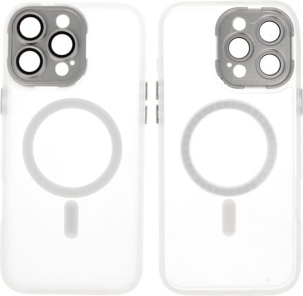 MagSafe Hoesje Geschikt voor iPhone 16 Pro Max - Mat-Transparent met Camera Beschermer Case - Wit