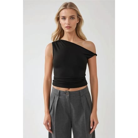 Asymmetrische Nek Off-Shoulder Slim Fit Top