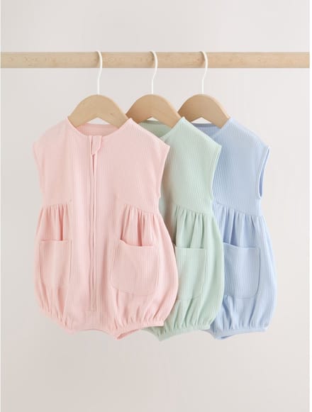 Next - Meisjes - Set van 3 babyrompers met rits - Roze