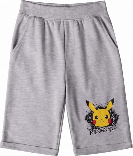 Pokemon jongens short / bermuda / korte broek met Pikachu opdruk, grijs, maat 152