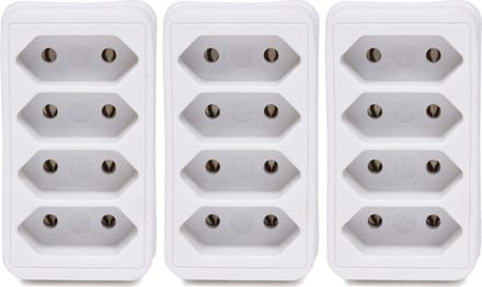 Benson Stopcontact splitter - 3x - quattro - wit - voor 4 platte stekkers - verdeelstekkers