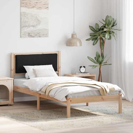 vidaXL - Bedframe - met - hoofdeinde - Zwart - 100 - x - 200 - cm - Massief - grenenhout