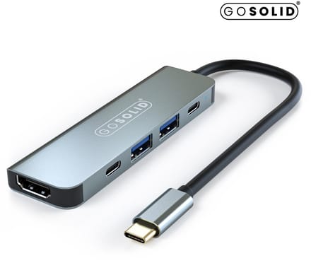 GO SOLID! USB-C Hub – 5 in 1 – 1x HDMI 4K – 2x USB-C – 2x USB-A – USB Splitter – Geschikt voor Macbook Pro / Air / Windows / Universeel