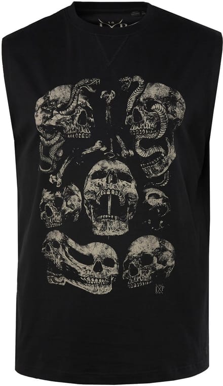 JP 1880 - Heren - Tanktop borstprint - Zwart - Maat 6XL