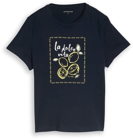 Tom Tailor - T-shirt met print - Maat XL - sky captain blue