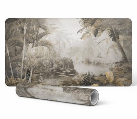 Duurzame antislip bureaumat met tropisch junglemotief, 120x60 cm