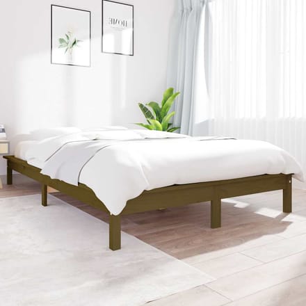 vidaXL - Bedframe - massief - grenenhout - honingbruin - 140x190 - cm