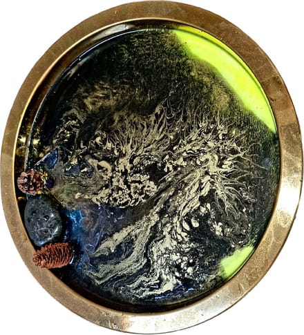 Unieke Messing Dienblad Resin Epoxy Ø 38 cm