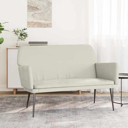 vidaXL - Bankje - 108x79x79 - cm - fluweel - crèmekleurig