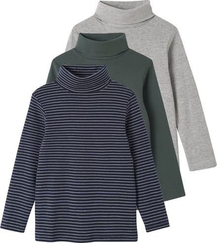 Vertbaudet Set van 3 T-shirts met rolkraag jongens