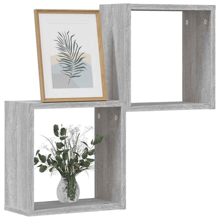 vidaXL - Wandrekken - Kubus - 2 - st - 30x15x30 - cm - grijs - sonoma