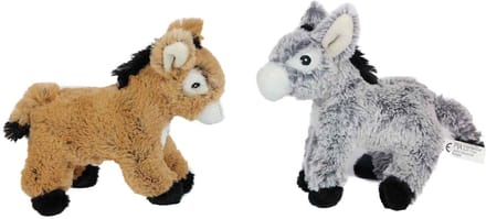 PIA Soft Toys - Set van 2 Pluche Ezel Knuffels - staand - 2 ass. - 24 cm