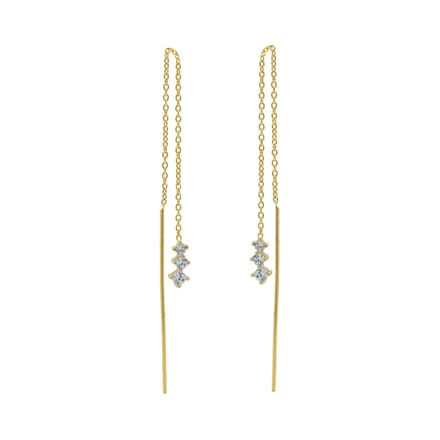 Karma Pull Through Doortrek Oorbellen Triple Diamond Goud