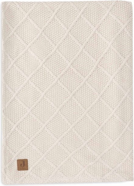 Jollein Deken Ledikant 100x150cm Check Knit Oatmeal/Teddy Fleece