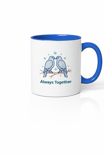 Mok Liefdesvogels Altijd Samen | Romantisch Koppel Cadeau Keramiek Blauw Wit