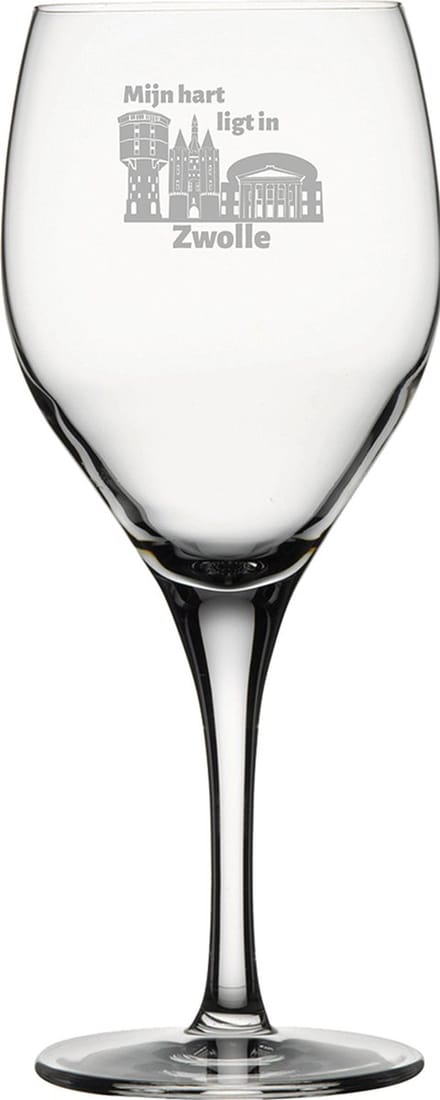 Gegraveerde witte wijnglas 34cl Zwolle