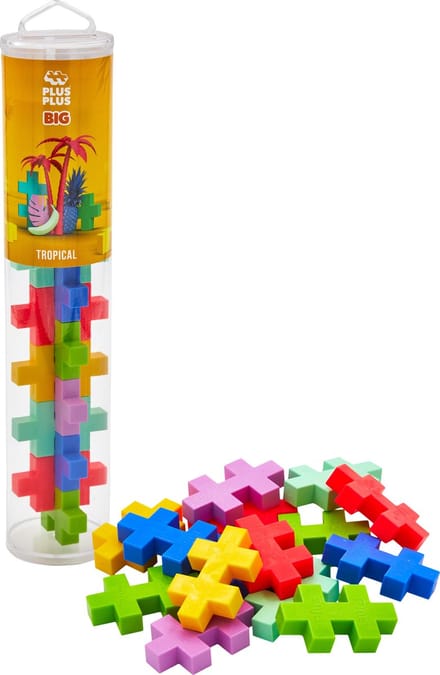 Plus-Plus BIG Tube tropical 15 delige bouwset - 3431 - Bouwspeelgoed - Constructiespeelgoed - Set met bouwstenen - Vanaf 1 jaar