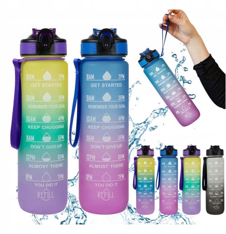 Bimberek - Waterfles - 1L - Motiverend - Met Rietje