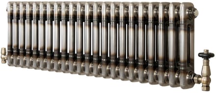 Kolomradiator - 2-kolom 300x1010 mm - ruw metaal - incl. kraan