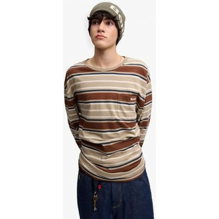 Superdry Bench Oversized Gestreept Shirt met Lange Mouwen Beige Grootte: L