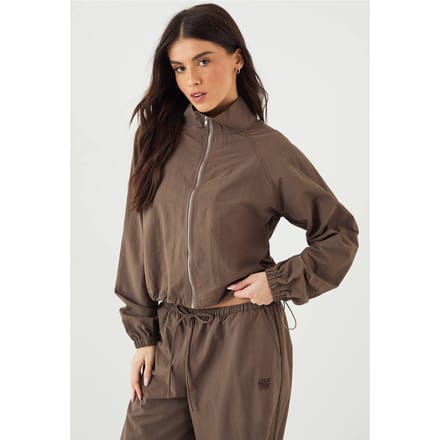 Dames DSGN Studio Funnel Neck Track Jacket | Mokka | Maat: 2XL