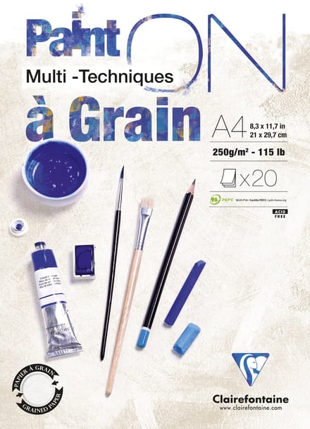 Tekenblk clairefontaine paint a4 korrel 20v 250gr | 4 stuks
