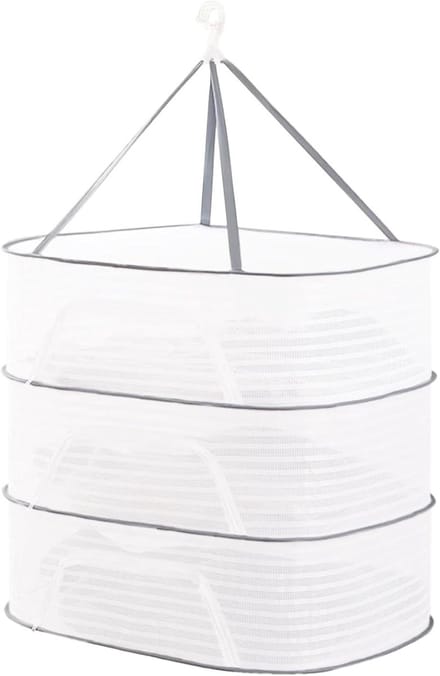 Droogrek Kruiden - Hangend Net - Planten Drogen - 3 Lagen - 60 x 40 cm - Wit