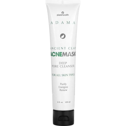 Adama, Masque à l'Argile Ancienne Anti-Acné, Nettoyant Pores Profonds, 120 ml(4 fl oz) white