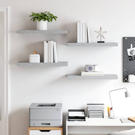 vidaXL - Wandschappen - zwevend - 4 - st - 60x23,5x3,8 - cm - MDF - betongrijs