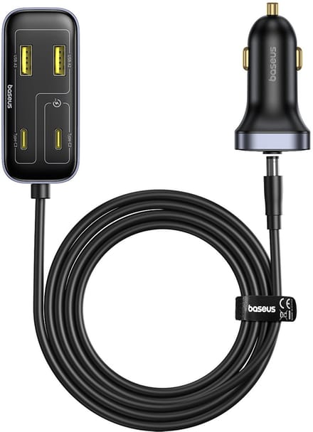 Auto-oplader Baseus BackseatPal L1, 110W, 3A, 3 x USB-A - 3 x USB-C, Zwart C00081100121-00