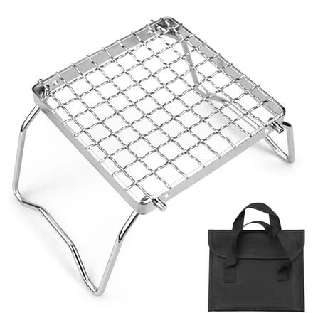 Mini roestvrijstalen grill opvouwbare kachelstandaard barbecuegrill campingpannenlap BBQ-net Ultralicht zilver