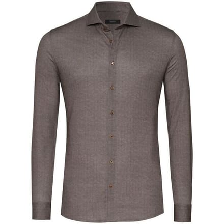 Desoto Luxury Overhemd Subtle Herringbone Shark Collar Bruin / male