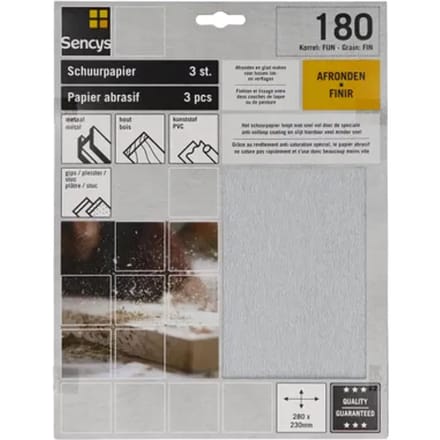 Sencys Schuurvel - P180 - Stearaat Wit - 230x280mm - 3 Stuks