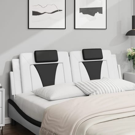 vidaXL - Hoofdbordkussen - "Viana" - 160 - cm - kunstleer - wit - en - zwart