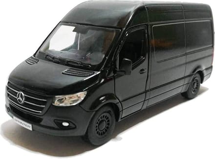 Kinsmart Mercedes-Benz Sprinter Bus - Zwarte miniatuurauto - 10 cm - 1/36