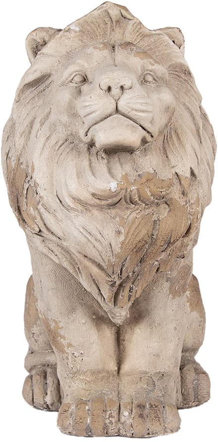 Clayre & Eef Decoratie Beeld Leeuw 31x20x41 cm Beige Keramiek