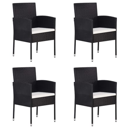 vidaXL - Tuinstoelen - 4 - st - met - crèmewitte - kussens - poly - rattan - zwart