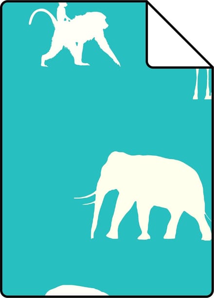 Proefstaal ESTAhome behang dieren turquoise - 26.5 x 21 cm - 137337-S