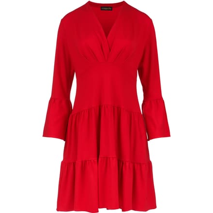 Rode jersey jurk met ruches
