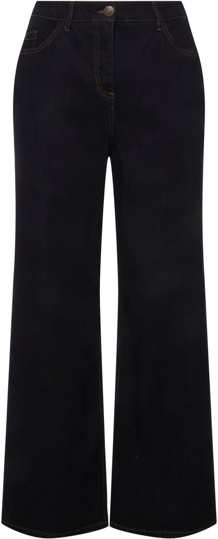 Ulla Popken - Dames - Jeans Mary wijde pijp 5-pocketmodel - Donkerblauw denim - Maat 62