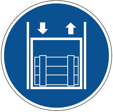 Goederenlift verplicht te gebruiken sticker 400 mm