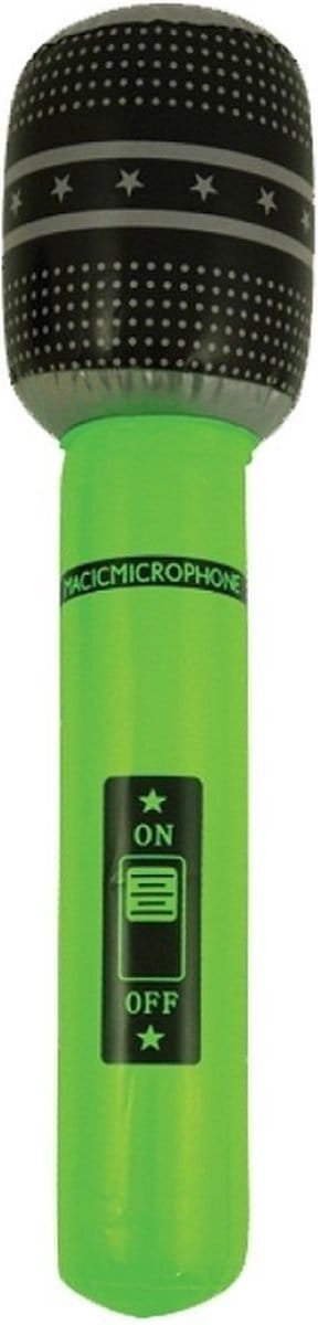 Opblaasbare microfoon - neon groen - 40 cm - opblaas - popster verkleedaccessoires