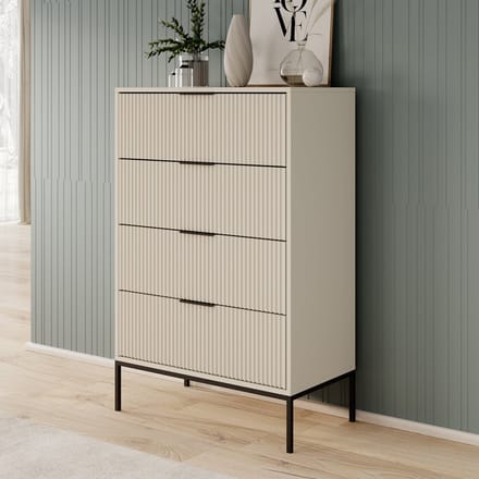 Meubella - Delaware - Ladekast 4 lades - Beige - 76x40x116 cm