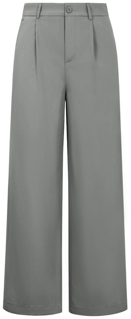 Comfortabele Geweven Polyester Damesbroek met Rechte Pijpen - Donkergrijs - Maat M