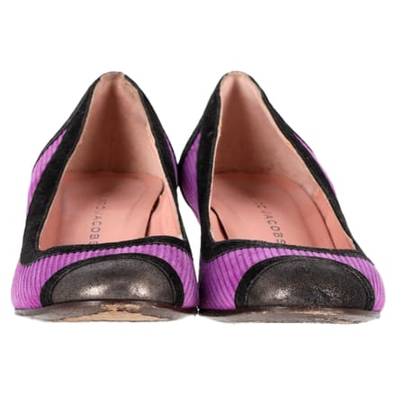 Marc Jacobs Ronde-Neus Pumps in Paarse Katoenvelours