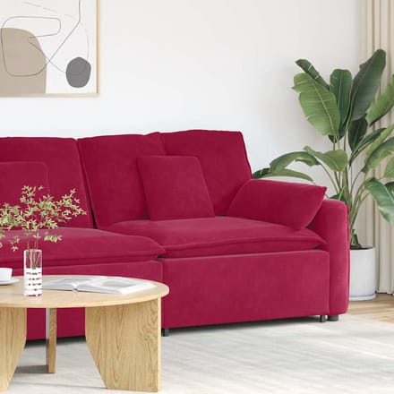 vidaXL Modulaire bank Armleuning eindmodule met kussens 100cm wijnrood