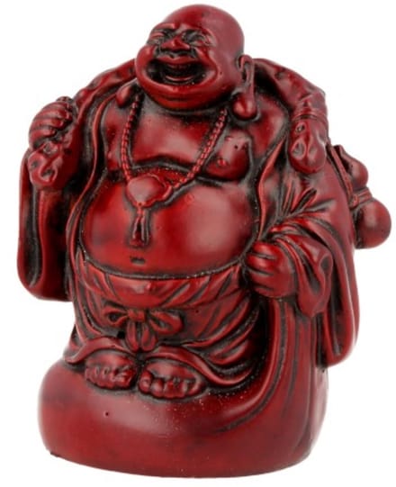 Boeddha rood, 9 cm, staand met kruik