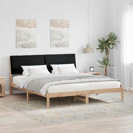 vidaXL - Bedframe - Bruin - en - zwart - 200 - x - 200 - cm - Massief - grenenhout
