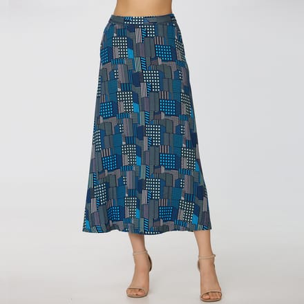Grafische print trapeze midi-rok